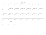 April 2024 Calendar with Jewish equivalents