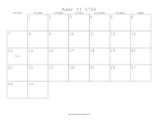 Adar II 5784 Calendar