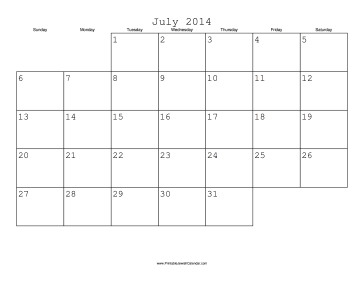 July 2014 Calendar with Jewish holidays 