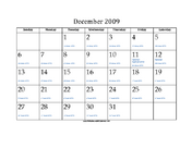 December 2009 Calendar with Jewish equivalents and holidays