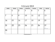 February 2010 Calendar with Jewish holidays