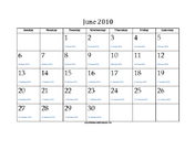 June 2010 Calendar with Jewish equivalents and holidays