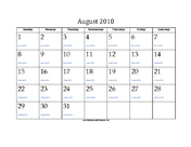 August 2010 Calendar with Jewish equivalents