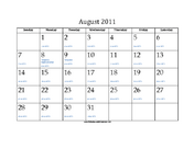August 2011 Calendar with Jewish equivalents and holidays