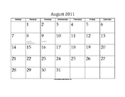 August 2011 Calendar with Jewish holidays
