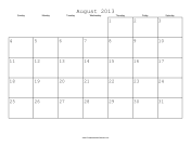 August 2013 Calendar with Jewish holidays