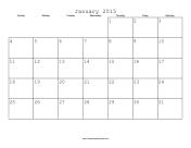 January 2015 Calendar with Jewish holidays