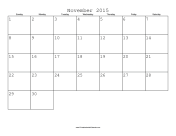 November 2015 Calendar with Jewish holidays