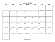 July 2016 Calendar with Jewish equivalents