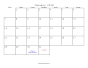January 2018 Calendar with Jewish holidays