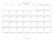 June 2018 Calendar with Jewish equivalents