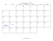 January 2019 Calendar with Jewish holidays