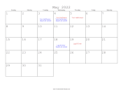 May 2022 Calendar with Jewish holidays