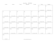 July 2022 Calendar with Jewish equivalents