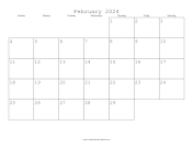 February 2024 Calendar with Jewish holidays