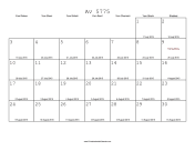 Av 5775 Calendar with Gregorian equivalents