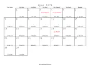 Iyar 5779 Calendar with Gregorian equivalents
