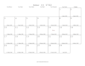 Adar II 5782 Calendar with Gregorian equivalents