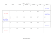 May 2024 Calendar with Jewish holidays