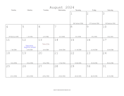 August 2024 Calendar with Jewish equivalents