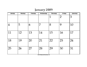 January 2009 Calendar with Jewish holidays 