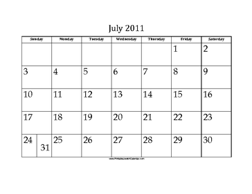 July 2011 Calendar with Jewish holidays 