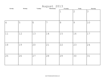August 2013 Calendar with Jewish holidays 
