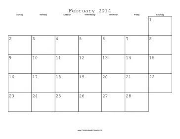 February 2014 Calendar with Jewish holidays 