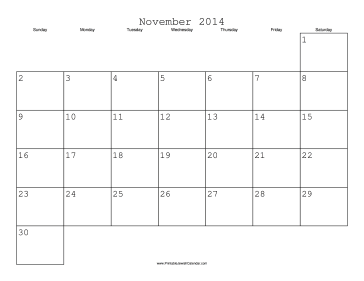 November 2014 Calendar with Jewish holidays 