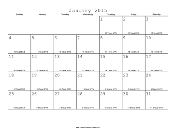 January 2015 Calendar with Jewish equivalents 