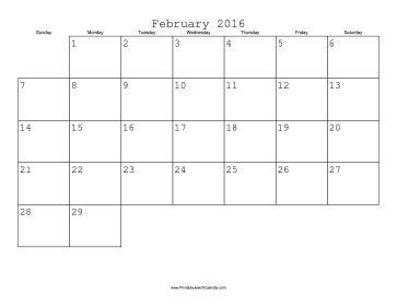 February 2016 Calendar with Jewish holidays 