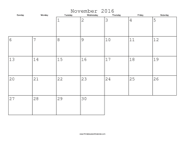 November 2016 Calendar with Jewish holidays 