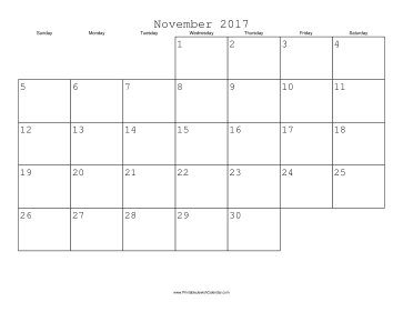 November 2017 Calendar with Jewish holidays 