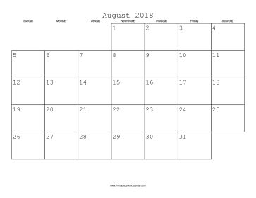 August 2018 Calendar with Jewish holidays 