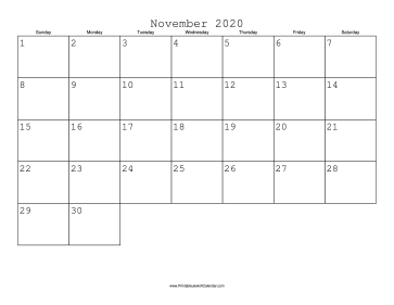 November 2020 Calendar with Jewish holidays 