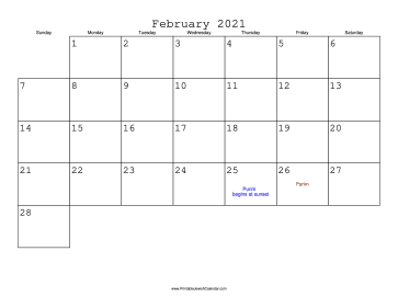 February 2021 Calendar with Jewish holidays 