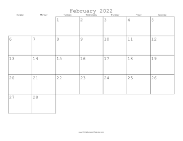 February 2022 Calendar with Jewish holidays 