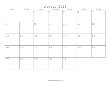August 2023 Calendar with Jewish holidays 