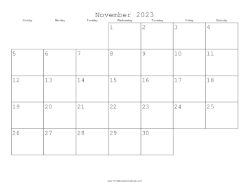 November 2023 Calendar with Jewish holidays 