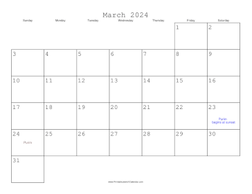 March 2024 Calendar with Jewish holidays 