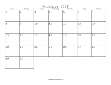 November 2026 Calendar with Jewish holidays 