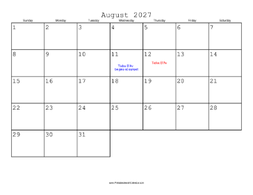 August_2027_Calendar_with_Jewish_holidays
 