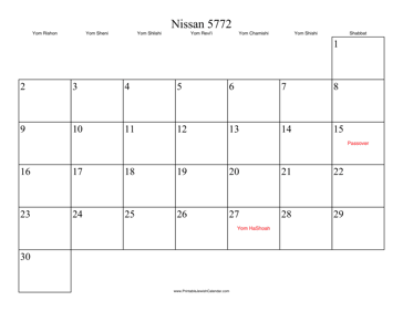 Nissan 5772 Calendar 