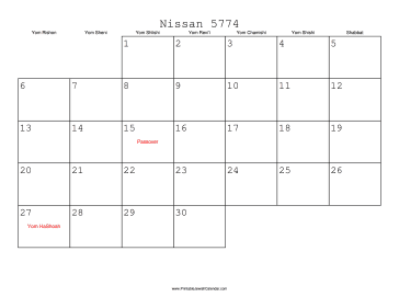 Nissan 5774 Calendar 