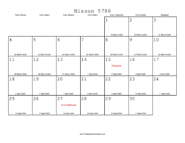Nissan 5786 Calendar_with_Gregorian_equivalents 