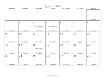 Iyar 5786 Calendar_with_Gregorian_equivalents 