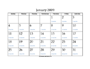 January 2009 Calendar with Jewish equivalents