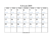 February 2009 Calendar with Jewish equivalents