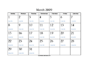 March 2009 Calendar with Jewish equivalents