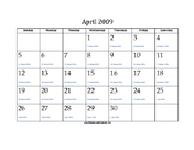 April 2009 Calendar with Jewish equivalents